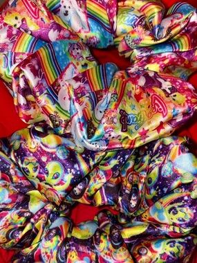Two Pack Lisa Frank Scrunchie Set Rainbow Whimsical Animal Alien Y2K nostalgia